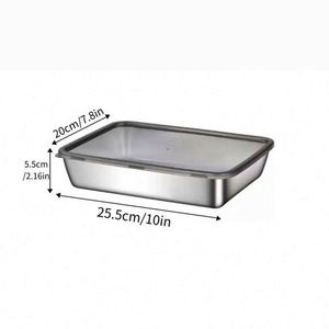 Set Rectangle Reusable Sustainable Food Safe Stainless Steel Food <b>Storage</b> Container Lids Lunch <b>Box</b> Snack Containers Leakproof - Product Image 4