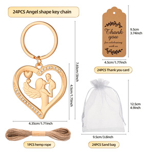 Porte-clés en forme <span class=keywords><strong>de</strong></span> <span class=keywords><strong>baiser</strong></span> d'<span class=keywords><strong>ange</strong></span> avec sacs en organza et étiquettes, parfaits pour les cadeaux <span class=keywords><strong>de</strong></span> fête prénatale, mariages, enterrements <span class=keywords><strong>de</strong></span> vie <span class=keywords><strong>de</strong></span> jeune fille et baptêmes - Product Image 4