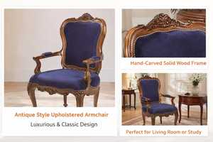 Chaise en bois massif artisanale de conception royale, artisanat en bois, design indien - Product Image 4