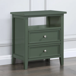 BIEN <strong>Green</strong> Modern Wood Nightstand <strong>Bedside</strong> <strong>Table</strong> with 2 Drawers for Bed Room Furniture - Product Image 3