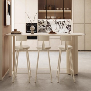 Mesa de <span class=keywords><strong>Bar</strong></span> Moderna de Altura Media |   Mesa de Bistro de Lujo con Superficie de Roca para Sala de Estar y Balcón - Product Image 3