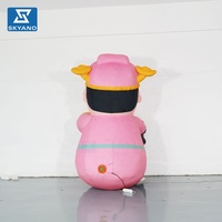 Modèle gonflable rose de dessin animé du Dieu de la Richesse pour la publicité et la décoration de centres commerciaux et de festivals