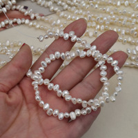 Collier de perles d'eau douce baroques naturelles irrégulières de 6-7 mm, semi-finies, à 3/7 trous, polies double face, faites à la main