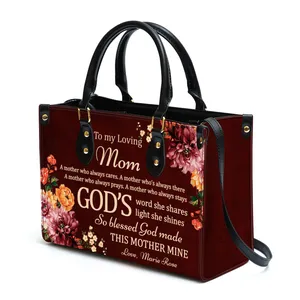 To My Loving Mom Sweet Personalized PU Leather Bag Ladies Religious Gifts For Women Large Capacity Female Handbags Shoulder Bags