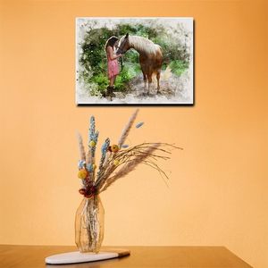 DROLLX pintado a mano acuarela retrato lienzo personalizado pared arte cuadro decorativo regalos foto impresiones personalizadas - Product Image 4