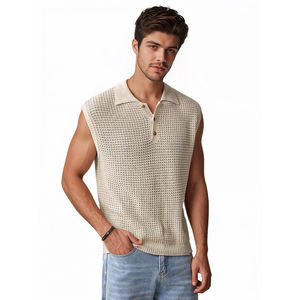 Pull sans manches tricoté pour <span class=keywords><strong>homme</strong></span> OEM/ODM, col retroussé, <span class=keywords><strong>en</strong></span> nylon/coton, anti-accroc, respirant et tendance - Product Image 5