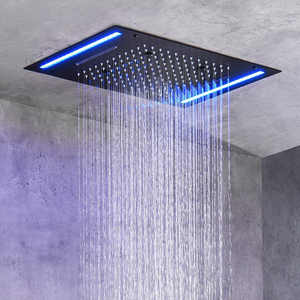 Nero LED pioggia cascata doccia soffitto montato smart soffione doccia bagno <span class=keywords><strong>quadrato</strong></span> soffione - Product Image 3