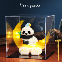 Cadeau d'anniversaire pour garçons et filles, puzzle éducatif avec lumières, motifs de lune, panda et fleurs, jouet de construction en petites briques