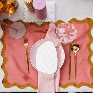 Set de table rétro en lin lavable avec logo personnalisé <span class=keywords><strong>pour</strong></span> mariages, banquets, fêtes et décoration intérieure - OEM/ODM disponible - Product Image 1