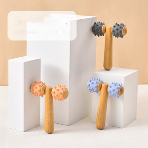 Cepillo para meridianos de doble rueda de madera maciza, masajeador de rodillos Manual para la espalda, activación de dragado de meridianos abdominales, activación corporal - Product Image 4