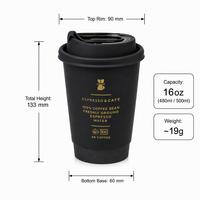 Gobelets à café en papier noir à double paroi de 16 oz avec logo personnalisé, estampage à chaud en feuille d'or, vente en gros, gobelets isothermes jetables