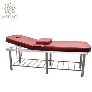 Cama de belleza roja de lujo con reposacabezas ajustable y marco de acero inoxidable resistente-Equipo profesional de spa y salón - Product Image 1