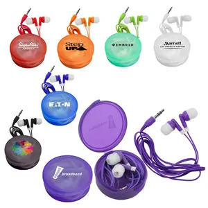 Novelty gift promotion quality phone accessories mobile phone 1.2 M wired 3.5mm earphone headphone in plastic box oem logo