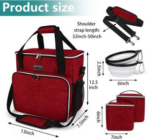 Fournitures de voyage pour animaux de compagnie, sac à dos de voyage pour animaux de compagnie avec 2 bols pliables en silicone et 2 paniers à nourriture rose - Product Image 2