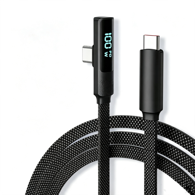 Wholesale Braided Nylon Type-C to Type c 5A Fast Charging Cable 90-degree Elbow Data Cable for Phone