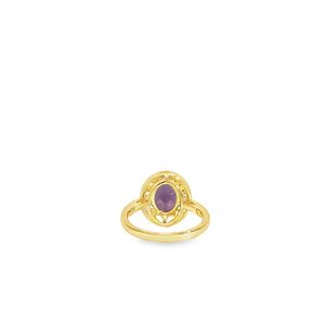 Bague vintage en or 18 carats personnalisable avec pierres précieuses ovales violettes et diamants de culture Accents Bijoux cadeaux - Product Image 4