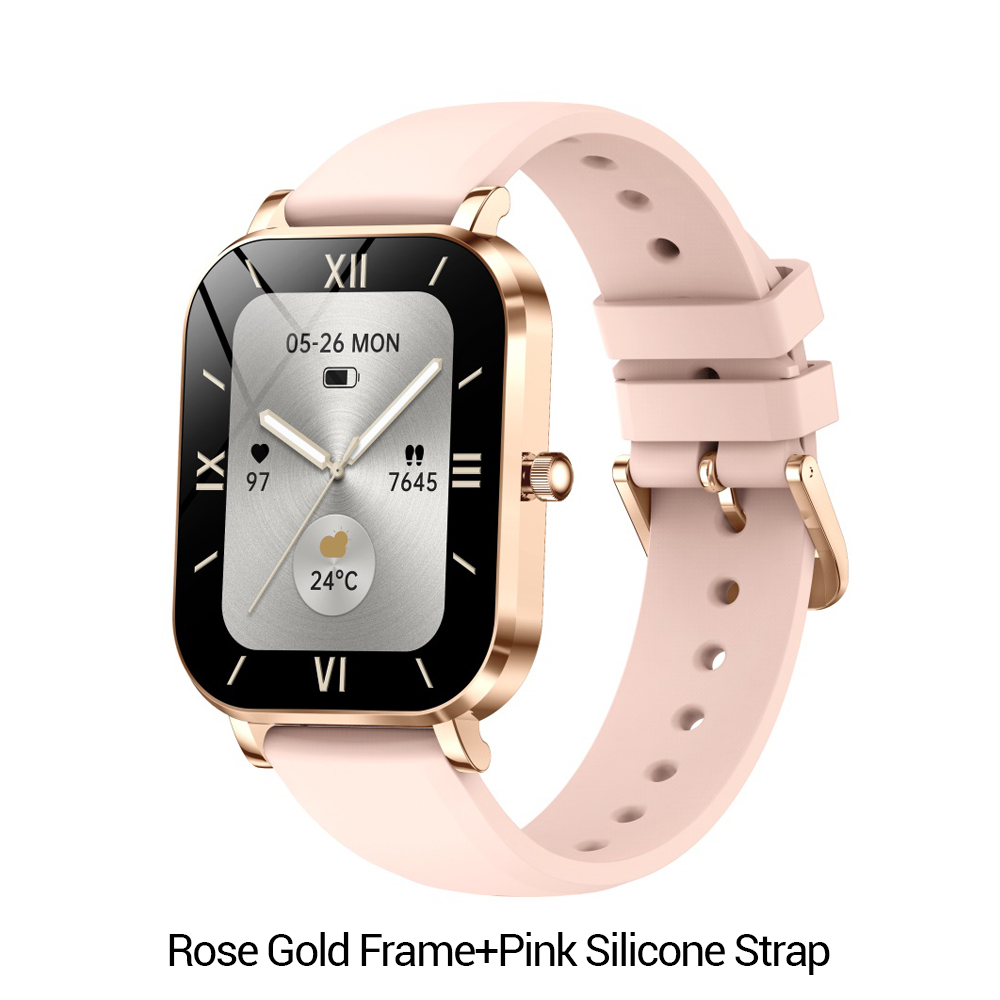 Rose Gold Frame+Pink Silicone Strap