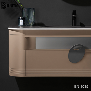 ตู้ห้องน้ำ BNITM ฟอซาน ดีไซน์สวยงาม กันน้ำ รุ่นสแตนเลส พร้อมอ่างล้างหน้า กระจก และไฟ - Product Image 3