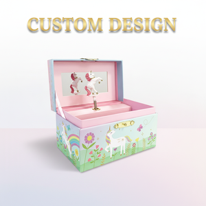 Boîte à musique manivelle Yiyu en gros, personnalisée, licorne, ballerine rotative, boîte à bijoux, miroir, papier écologique, cadeau de luxe - Product Image 1