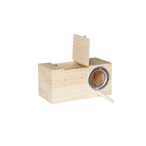 Caja de Nido para Periquitos Hecha a Mano, Casa para Pájaros, Caja de Cría de Madera Natural para Agapornis y Parrotlets, Caja de Reproducción - Product Image 1