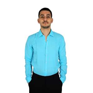 Chemise pour homme bleu clair 25S18CA Coupe classique Vêtement décontracté - Product Image 1