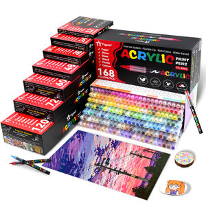 12/24/36/48/72/120/168/240色アクリルマーカー斜め柔らかいブラシチップ着色紙用永久インク - Product Image 1