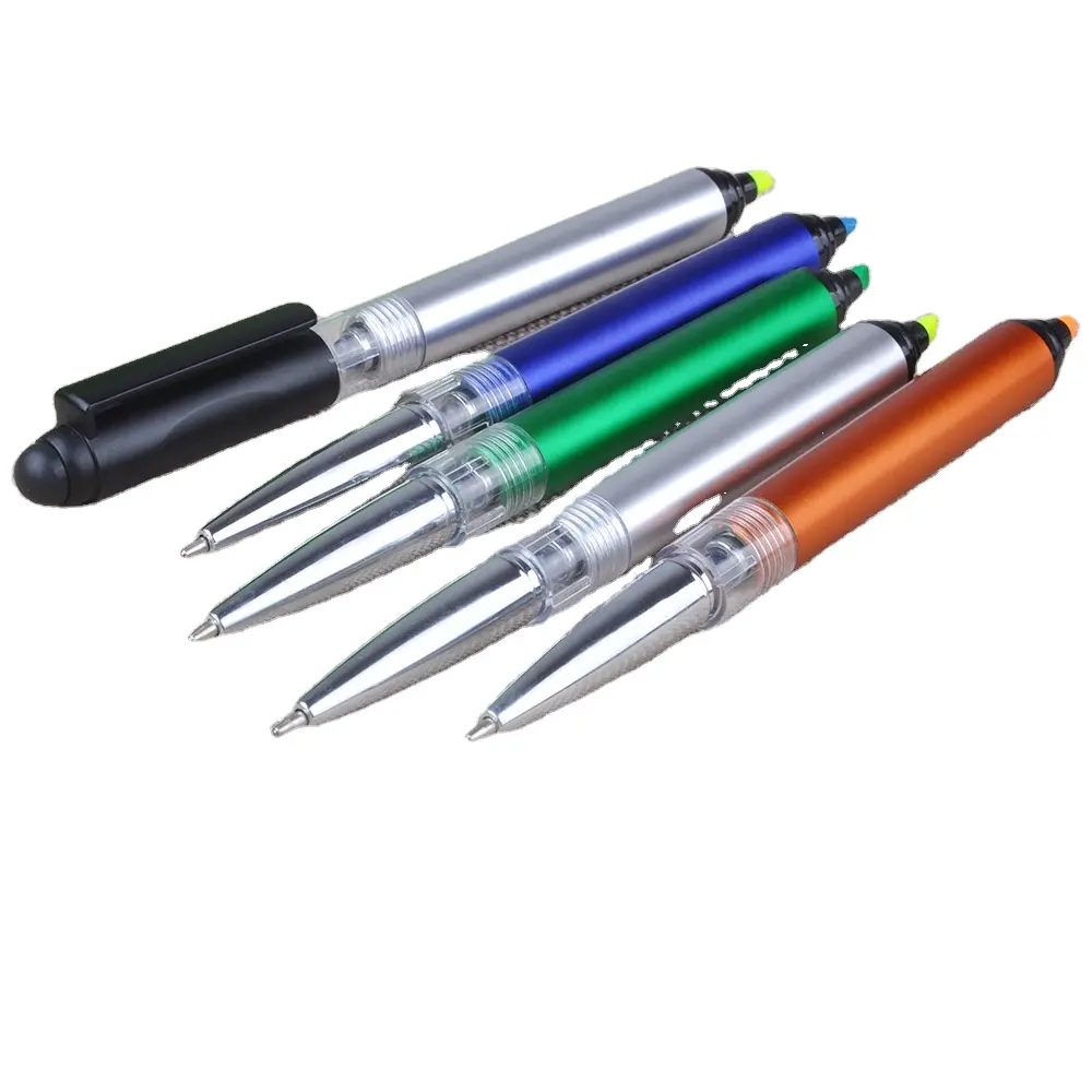 تصميم جديد هدية ترويجية قلم شاشة اللمس 4 في 1 متعددة الوظائف مصباح ليد مع قلم تمييز