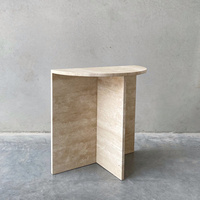 Table d'appoint en travertin moderne de style nordique Kumusi Furniture, table de chevet Wabi Sabi pour chambre à coucher