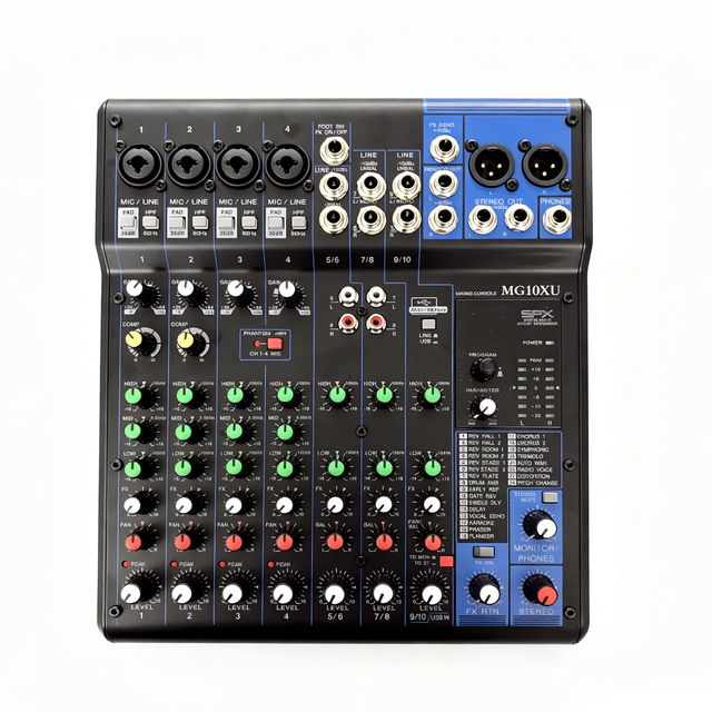 MG10XU Professional 4-Channel USB Audio Mixer Sound Console with 24-bit DSP Effects Noise Cancelling for Podcast Studio Live