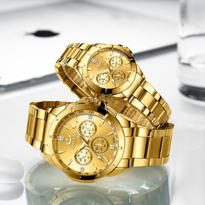 Orologi Golden Couple: <span class=keywords><strong>Orologio</strong></span> da Polso al Quarzo da Uomo e da <span class=keywords><strong>Donna</strong></span>, Impermeabile, con Cinturino in Acciaio Inossidabile, Ideale per Studenti e Professionisti - Vendita Calda - Product Image 1