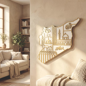Regalo Islámico para la Fiesta del Ramadán y el Eid <span class=keywords><strong>de</strong></span> Pafu, Decoración <span class=keywords><strong>de</strong></span> Madera con Símbolos <span class=keywords><strong>de</strong></span> la Herencia <span class=keywords><strong>Siria</strong></span> y Mapa <span class=keywords><strong>de</strong></span> <span class=keywords><strong>Siria</strong></span> - Product Image 1