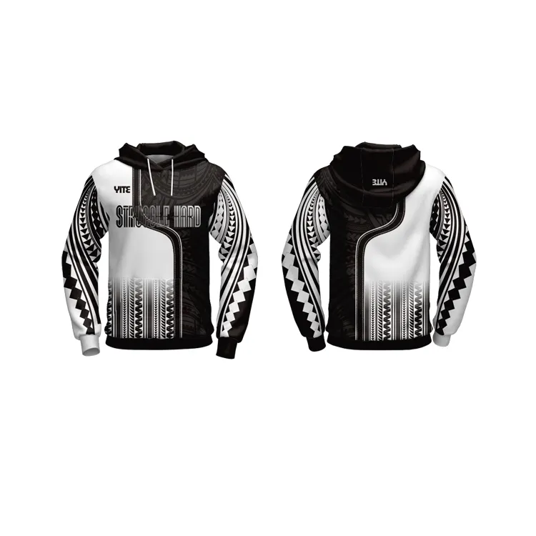 Sublimation bedruckte weiße schwarze Herren Hoodies modische 100% Polyester benutzer definierte heiß verkaufte Hoodies