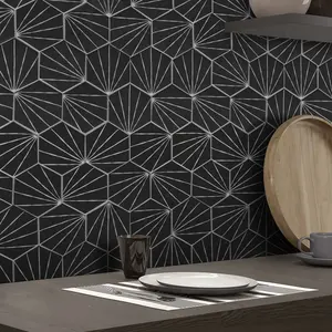 Sunwings tái chế Gạch Mosaic Thủy Tinh | Cổ Phiếu trong chúng tôi | nghệ thuật màu đen Deco Hexagon đá cẩm thạch trông khảm tường và sàn gạch