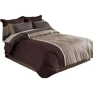 Ensemble de literie double Sindy 200x235 cm, motif géométrique, coton et polyester, 8 pièces, style moderne, usage domestique - Product Image 1