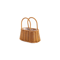 Panier à fleurs en rotin et PP rectangulaire fait main avec doublure en plastique et poignée jardinière de stockage tissée pour la maison et le mariage