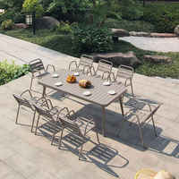 Ensemble de table et de chaises de salle à manger extensible pour l'extérieur, meubles de jardin, ensemble de salle à manger en aluminium pour patio, pour appartement, hôtel, restaurant