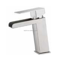 Robinet de lavabo de salle de bain monocommande contemporain en acier inoxydable 304, à montage sur plan, mitigeur chaud/froid avec cartouche céramique