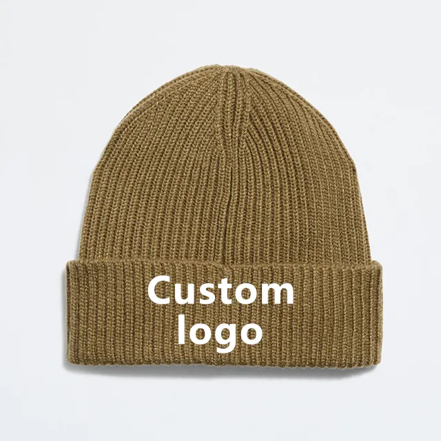 Unisex Winter Hat Knitted Beanie Hats Soft Warm High Quality Knit Plain Beanies With Custom Logo Color Patch Ball