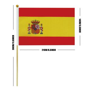 Bandera Española de Mano de 14*21cm al por Mayor, Venta Caliente, Banderas de Países del Mundo con Varilla de Madera - Product Image 2