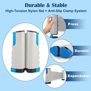 Filet <span class=keywords><strong>de</strong></span> <span class=keywords><strong>tennis</strong></span> <span class=keywords><strong>de</strong></span> <span class=keywords><strong>table</strong></span> portable professionnel réglable et rétractable pour intérieur avec matériau durable en ABS + nylon - Product Image 2