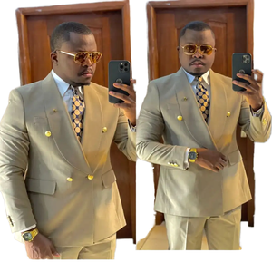 Traje de <span class=keywords><strong>Novio</strong></span> de Dos Piezas, Estilo Clásico y Lujoso, Corte Holgado, Talla Grande, Chaqueta y Pantalón, para Eventos Sociales - Product Image 1