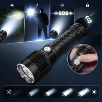Lampe torche LED rechargeable 5000 lumens Type-C 50W haute puissance, étanche IP65, faisceau longue portée 300-400M