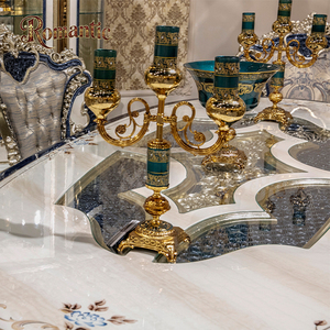 विला लक्जरी डाइनिंग रूम शास्त्रीय डाइनिंग टेबल सेट 6 कुर्सी उच्च अंत ठोस लकड़ी हस्तनिर्मित सुरुचिपूर्ण धूमकेतु - Product Image 6