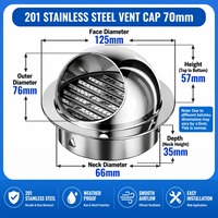 Capot d'aération mural anti-corrosion en acier inoxydable SUS304 épaissi avec grille anti-insectes pour cuisine et extérieur