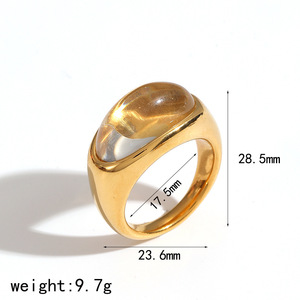 Geometric Resin <b>Titanium</b> Steel <b>Ring</b> Set For Women Elliptical Design Stainless Steel Jewelry Gift Occasion TR4526 - Product Image 5