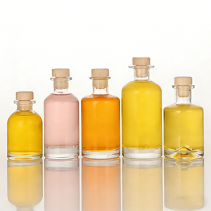 Botellas de vidrio blanco cilíndricas de gran capacidad 100mL 200ml 250ml 300ml y 500ml grandes con tapón de corcho para difusor de láminas - Product Image 1