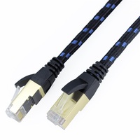 Kabel Patch Cord Ethernet 3M FFTP CAT8 26AWG(7/0.16MM) Hitam Biru PVC 3M FFTP CAT8 26AWG(7/0.16MM) BC Hitam Biru Kabel Ethernet Jalinan