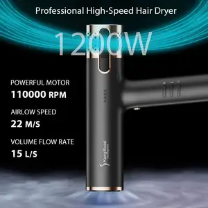 Kang Road Wholesale LCD BLDC 110000 RPM Brushless Motor Hair Blow Dryer For Fast Drying Negative Ion Hair Dryer Double Air Inlet