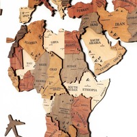 Mapa del Mundo de Madera en 3D de Varias Capas, Decoración de Pared, Adecuado para Educación Familiar, Viajes, Decoración del Hogar y Regalos.