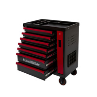 Armoire à outils à 7 tiroirs, ouverture latérale à bords arrondis, dessus en plastique, chariot à outils robuste à roulettes pour garage et atelier